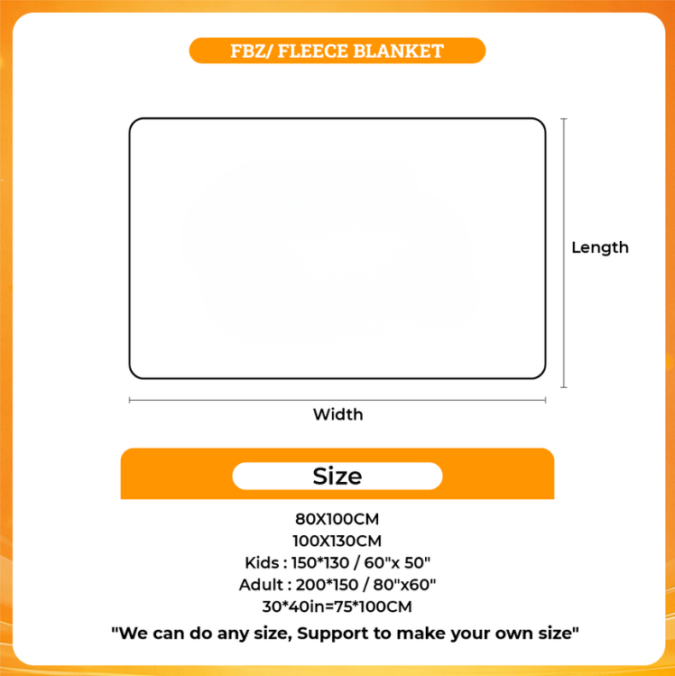 3d fleece blanket size chart - Dan Da Dan UK Shop
